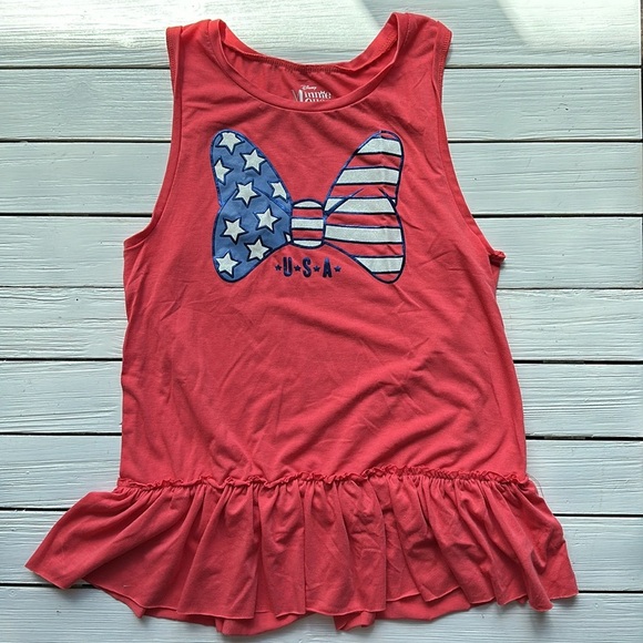 NWOT Disney Minnie Mouse Patriotic Tank Top Ruffle Bottom Kids XL - Picture 2 of 5
